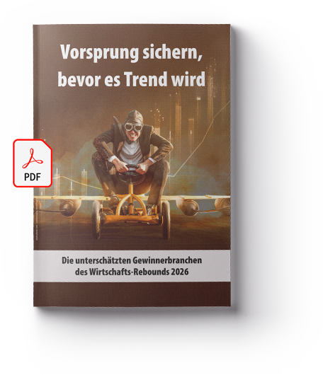 Cover des PDF-Reports: Vorsprung sichern, bevor es Trend wird. Die unterschätzten Gewinnerbranchen des Wirtschafts-Rebounds 2026